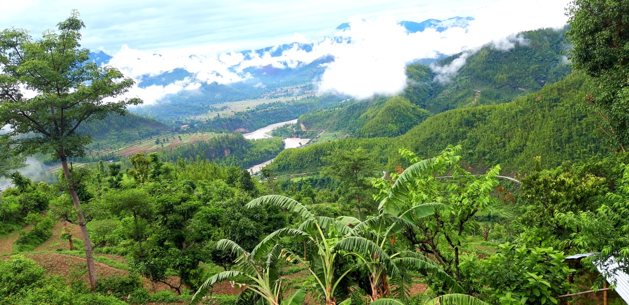Panoramic view of a valley in Nepal