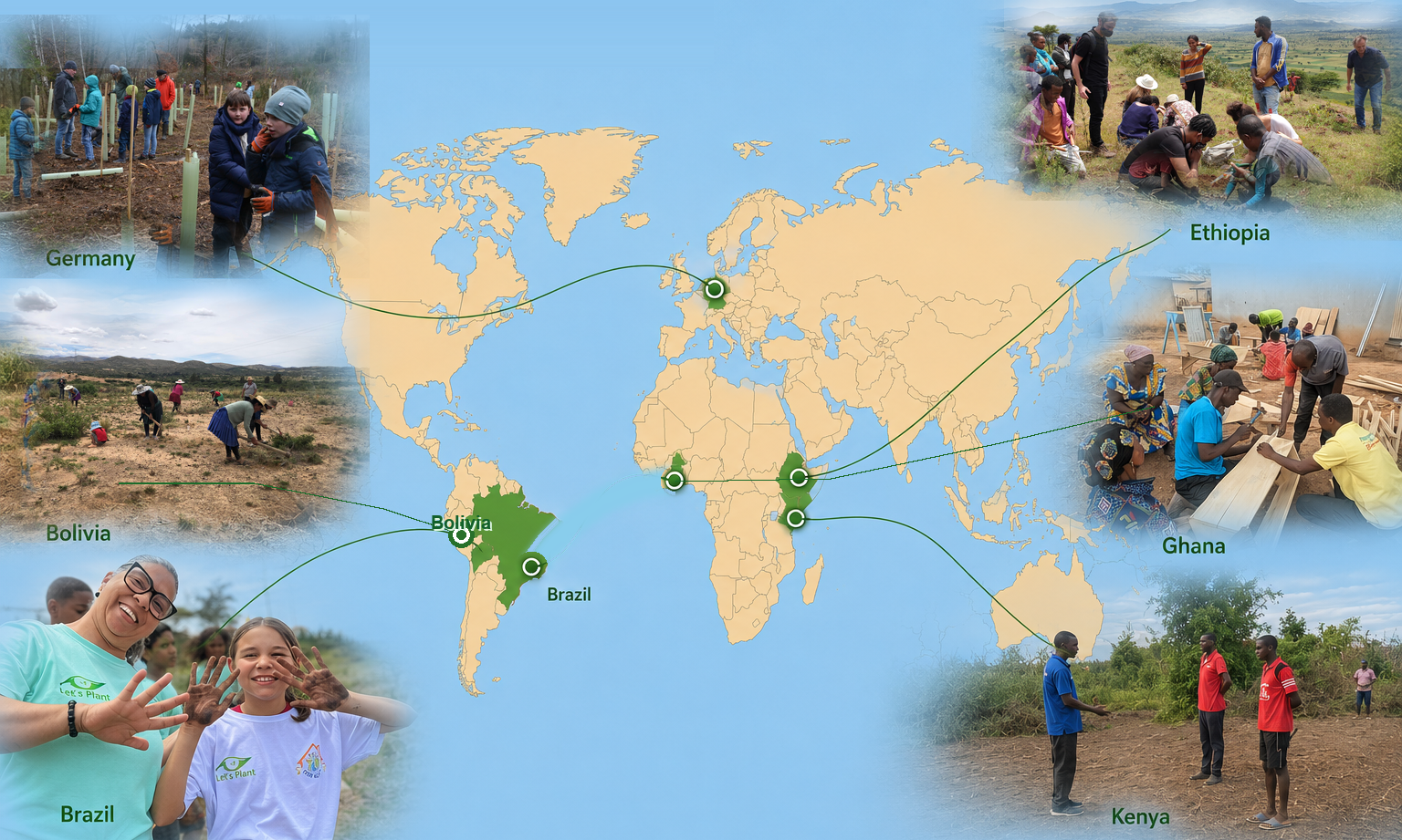 World map with a foto composition.